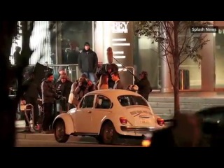 Поцелуй Кристиана и Анастейши (Дакота Джонсон и Джейми Дорнан на съёмках фильма "50 оттенков серого" 09.12.2013)